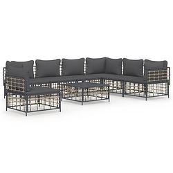 Foto van Vidaxl 8-delige loungeset met kussens poly rattan antracietkleurig