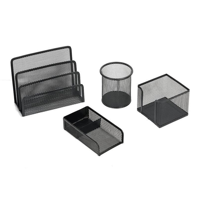 Foto van 4 delige complete bureau organizer set - mesh bureau organizer -