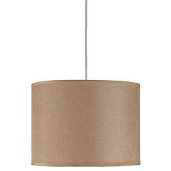 Foto van Giftdecor hanglamp e27 60w 30 x 22 cm textiel lichtbruin