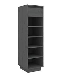 Foto van The living store schoenenkast zweefpoten - organiser - 34 x 30 x 105 cm - grijs - massief grenenhout