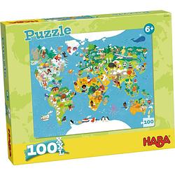 Foto van Haba kinderpuzzel wereldkaart 100 stukjes