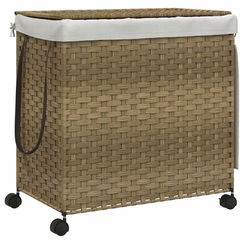 Foto van Vidaxl wasmand op wielen 60x35x60,5 cm rattan