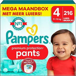 Foto van Pampers - premium protection pants - maat 4 - mega maandbox - 216 stuks - 9/15 kg