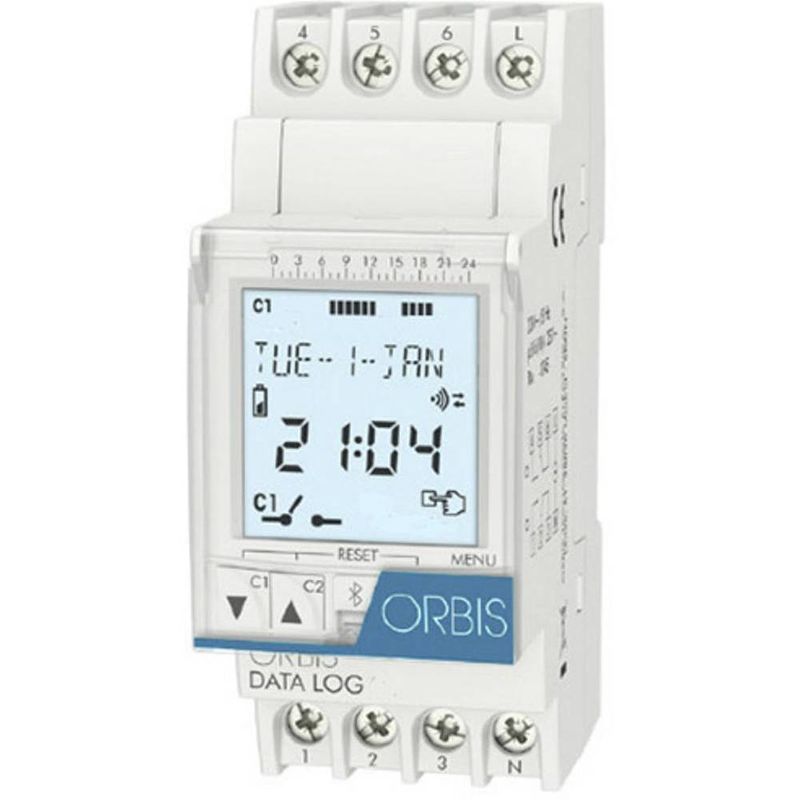 Foto van Orbis zeitschalttechnik data log 230 v din-rail schakelklok digitaal 250 v/ac