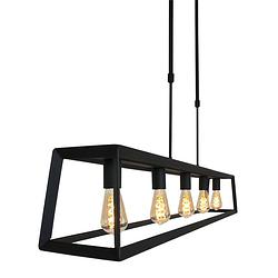 Foto van Moderne hanglamp - mexlite - metaal - modern - e27 - l: 20cm - voor binnen - woonkamer - eetkamer - zwart