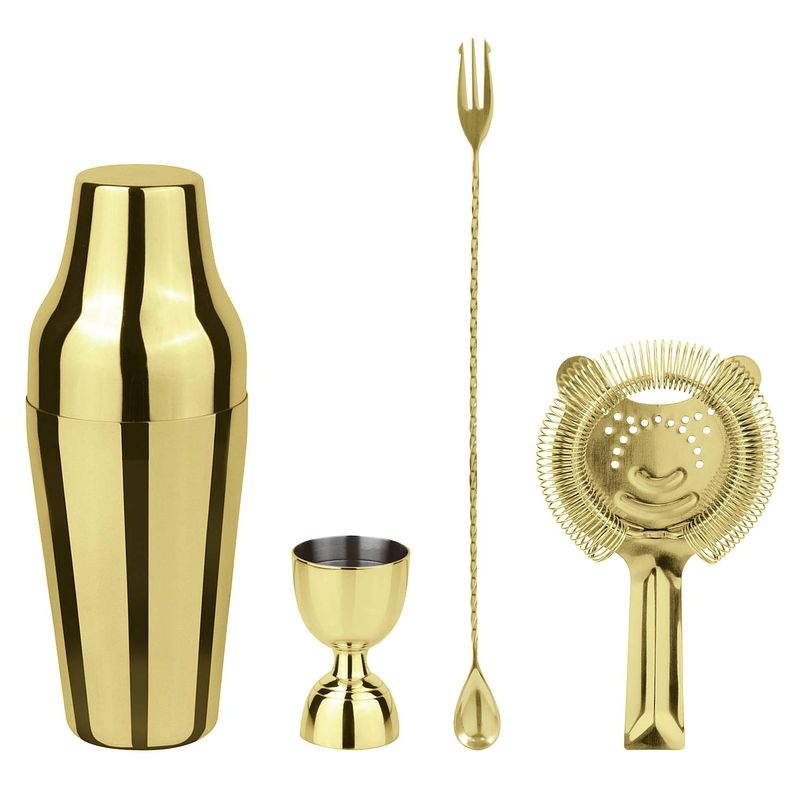 Foto van Paderno cocktailset parisian goud 4-delig