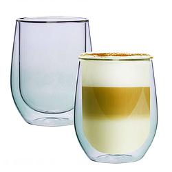 Foto van Groene dubbelwandige koffieglazen - dubbelwandige theeglazen - cappuccino glazen - 300ml - set van 2