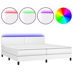 Foto van Vidaxl boxspring met matras en led kunstleer wit 200x200 cm