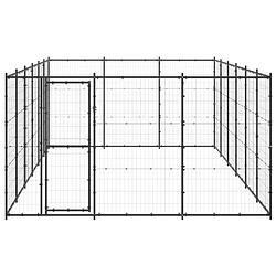 Foto van The living store hondenkennel - gepoedercoat staal - 330 x 660 x 180 cm - met deur - zwart