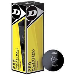 Foto van Dunlop squashballen pro dubbel gele stip zwart rubber 3 stuks