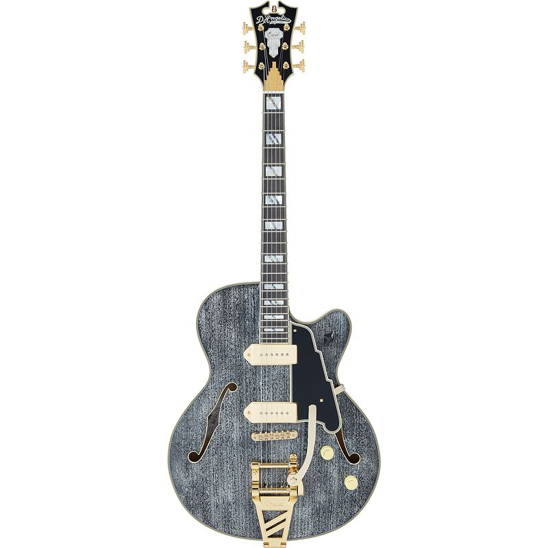 Foto van D'sangelico excel 59 black dog semi-akoestische gitaar met koffer