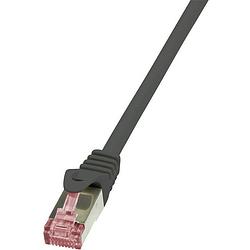 Foto van Logilink cq2093s rj45 netwerkkabel, patchkabel cat 6 s/ftp 10.00 m zwart vlambestendig, snagless 1 stuk(s)