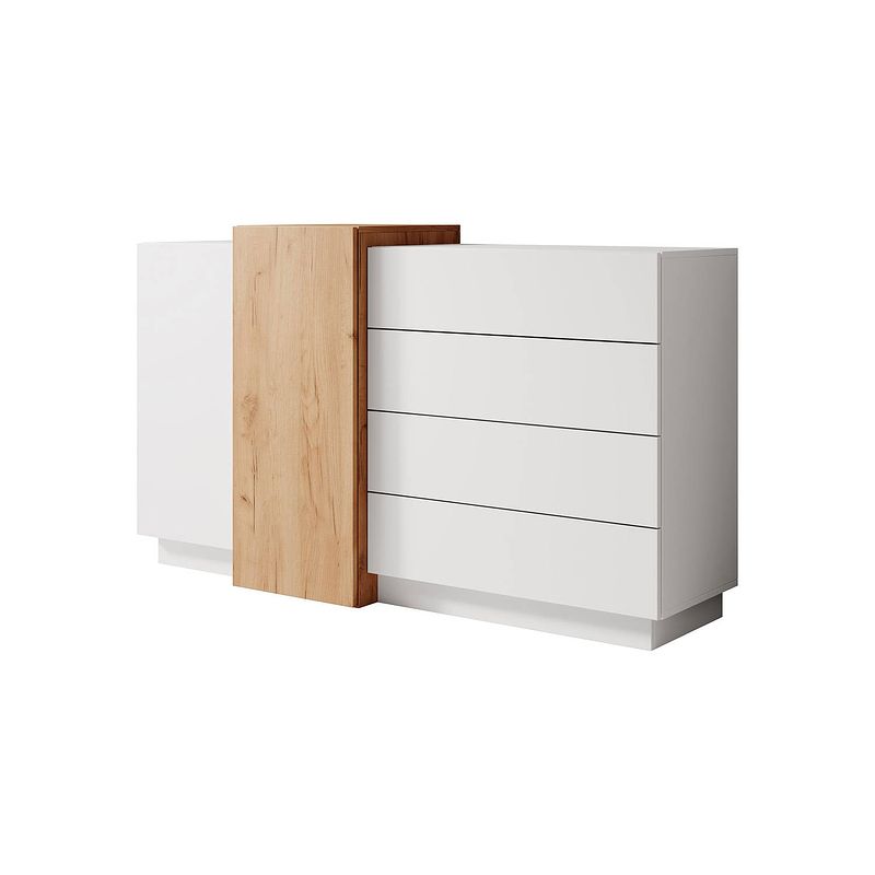 Foto van Meubella dressoir three - wit - eiken - 160 cm