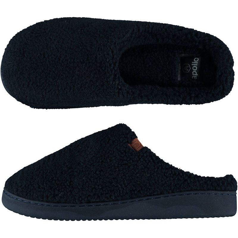 Foto van Heren instap slippers/pantoffels teddy wol navy maat 45-46 - sloffen - volwassenen