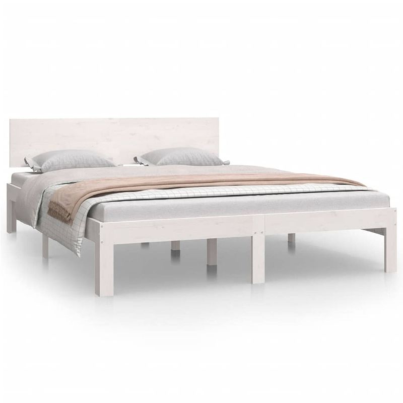 Foto van The living store houten bedframe - modern bedroom - bedframes - 205.5 x 143.5 x 69.5 cm - massief grenenhout met