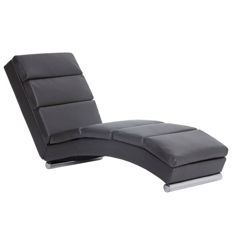 Foto van The living store chaise longue - comfortabel grijs - 155x51x71 cm - roestvrijstalen poten