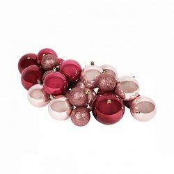 Foto van Niceey kerstballenset - 26 stuks - roze