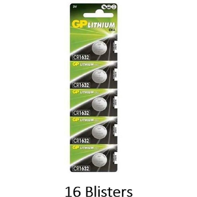 Foto van 80 stuks (16 blisters a 5 stuks) gp lithium cr1632 3v knoopcel blister 5