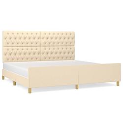 Foto van The living store bedframe multiplex - 203 x 206 x 118/128 cm - verstelbaar hoofd- en voeteneind - crème