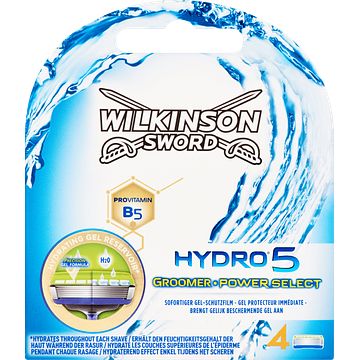 Foto van Wilkinson hydro 5 scheermesjes - groomer power select 4 stuks