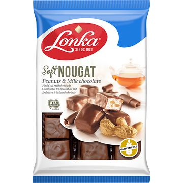 Foto van Lonka soft nougat pinda's & melkchocolade 220g bij jumbo