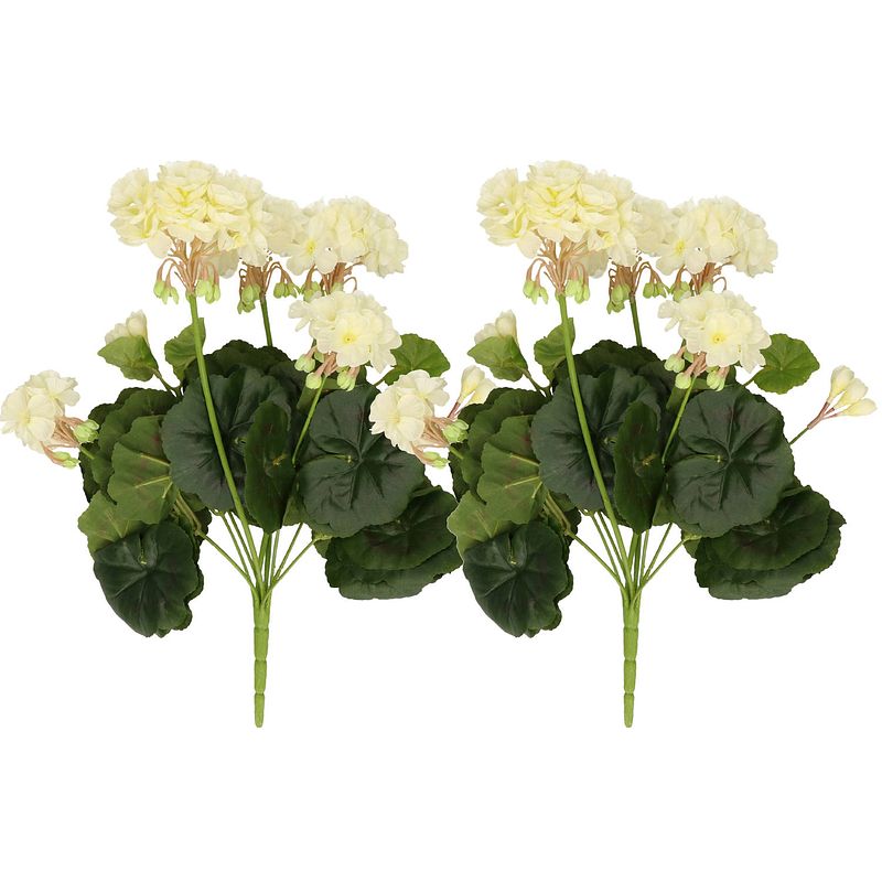 Foto van 2x kunstplant geranium wit 30 cm - kunstplanten