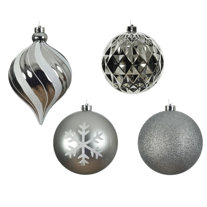 Foto van Decoris - kerstbal kunststof d8 cm zilver 6st kerst