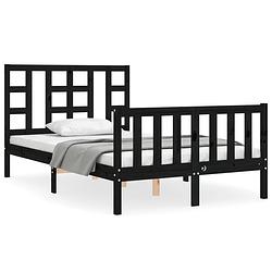 Foto van The living store bedframe grenenhout - zwart - 195.5 x 125.5 x 100 cm - multiplex lattenbodem