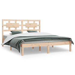 Foto van The living store houten bedframe - massief grenenhout - 205.5 x 205.5 x 31 cm - 200 x 200 cm - montage vereist