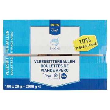 Foto van Metro chef vleesbitterballen 10% 100 x 20g bij jumbo