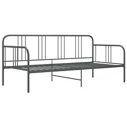 Foto van The living store bedbank - grijs - gepoedercoat metaal - 206 x 95 x 88 cm - geschikt voor matras van 200 x 90 cm -