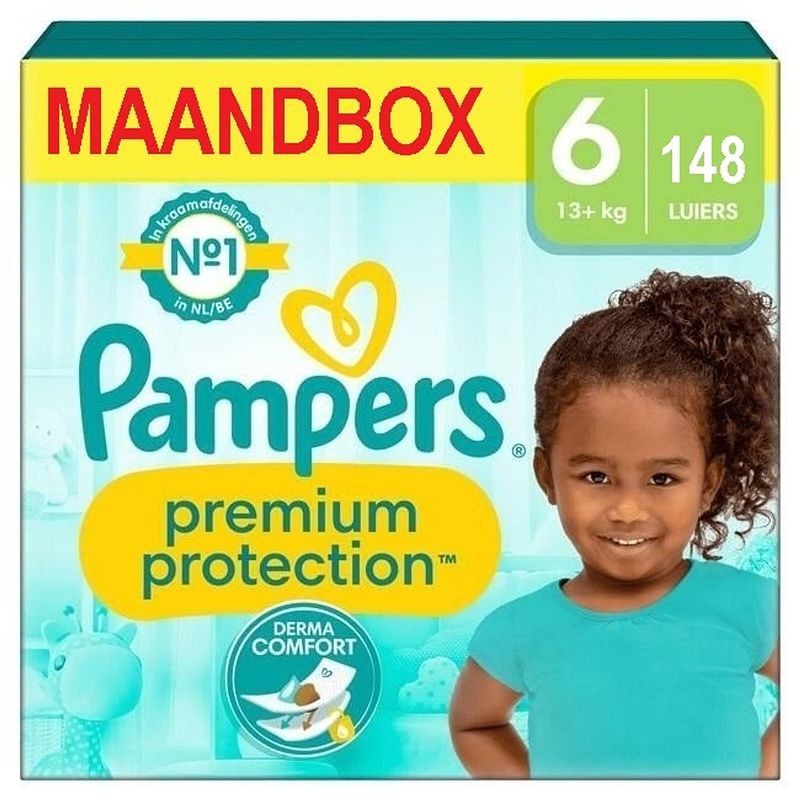 Foto van Pampers - premium protection - maat 6 - maandbox - 148 luiers - 13kg