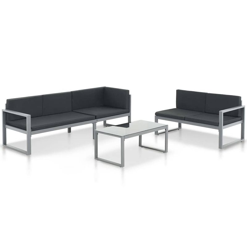 Foto van Vidaxl 3-delige loungeset met kussens aluminium zwart