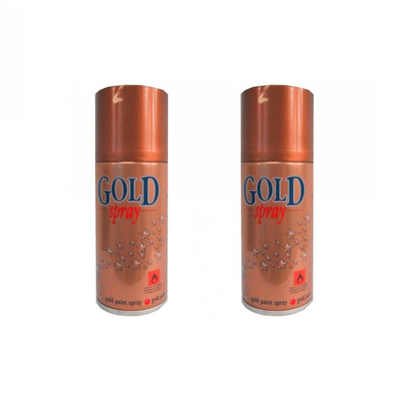 Foto van 2x gouden decoratie spray 150 ml - feestdecoratievoorwerp