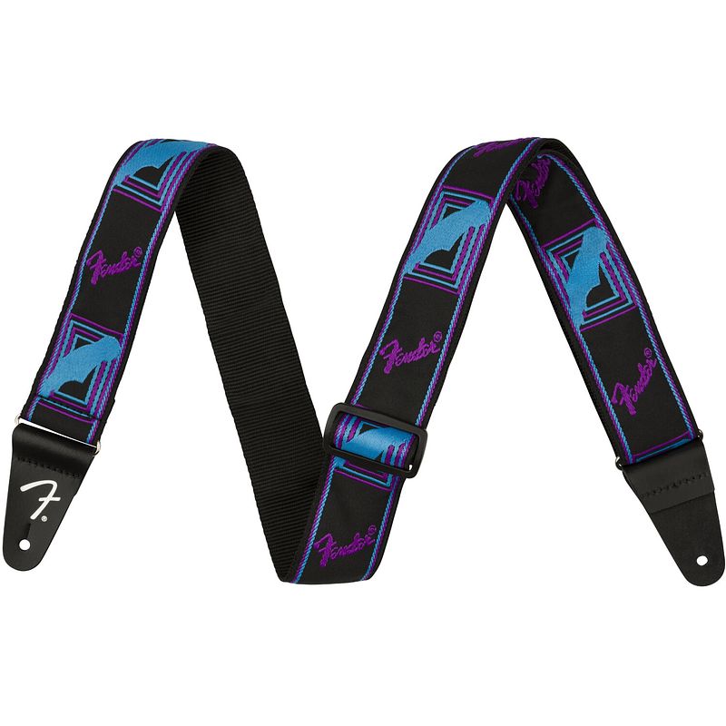 Foto van Fender neon monogrammed strap blue / purple gitaarband