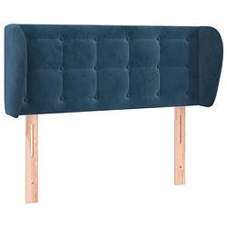 Foto van The living store klassiek hoofdbord - donkerblauw - 103x23x78/88 cm - fluweel van 100% polyester - stevige houten poten