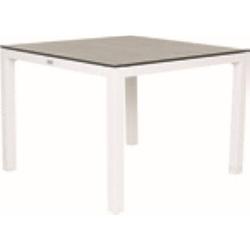 Foto van Dutch table briga matt white graphite 100 x 100 cm