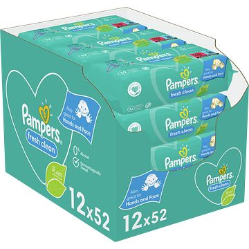 Foto van Pampers fresh clean babydoekjes 12 verpakkingen = 624 doekjes bij jumbo