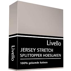 Foto van Livello hoeslaken splittopper jersey excellent stone 180 x 200 cm