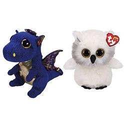 Foto van Ty - knuffel - beanie buddy - saffire dragon & austin owl