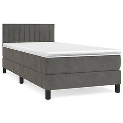 Foto van The living store boxspringbed - donkergrijs - 203 x 100 x 78/88 cm - zachte fluwelen stof - verstelbaar hoofdbord -