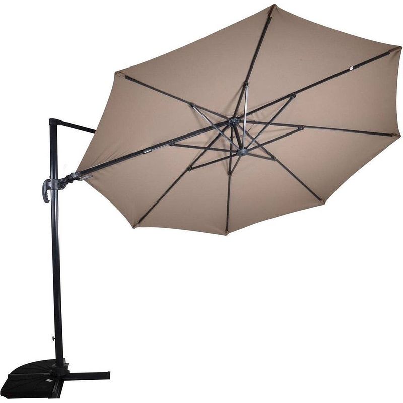 Foto van Zweefparasol virgoflex taupe ø350 cm - inclusief kruisvoet