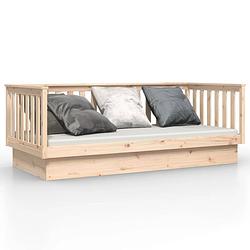 Foto van The living store logeerbed massief grenenhout - slaapbank 207.5 x 107 x 76 cm - stabiel bedframe - 3-zijdig bedhek