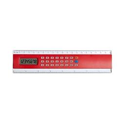 Foto van Liniaal rood met ingebouwde rekenmachine