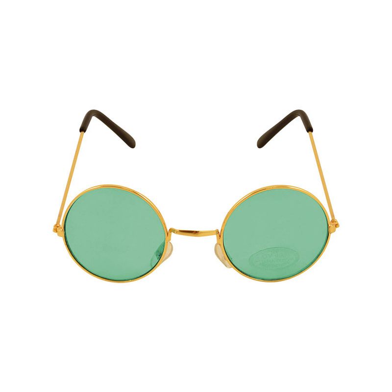 Foto van Groene hippie flower power zonnebril met ronde glazen - verkleedbrillen