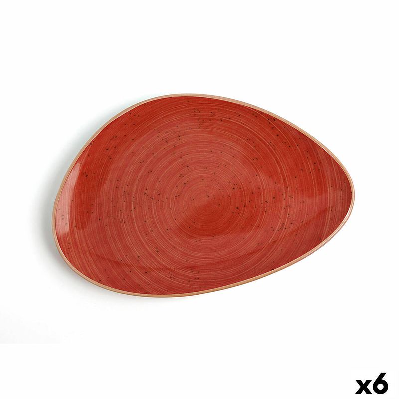 Foto van Platt tallrik ariane terra driehoekig keramisch rood (ø 29 cm) (6 stuks)