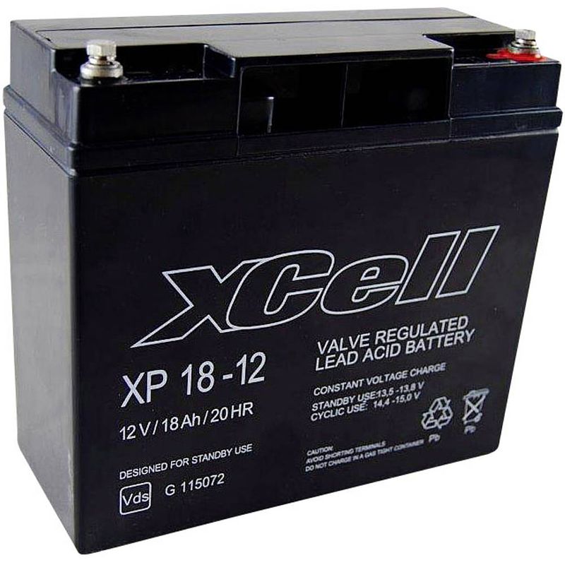 Foto van Xcell xp1712 loodaccu 12 v 18 ah loodvlies (agm) (b x h x d) 181 x 167 x 77 mm m5-schroefaansluiting onderhoudsvrij, vds-certificering