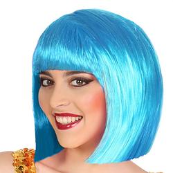 Foto van Atosa verkleedpruik voor dames half lang haar - blauw - bob lijn - carnaval/party - verkleedpruiken