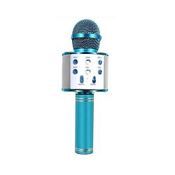 Foto van Ibello draadloze karaoke microfoon blauw met bluetooth geschikt voor android en ios