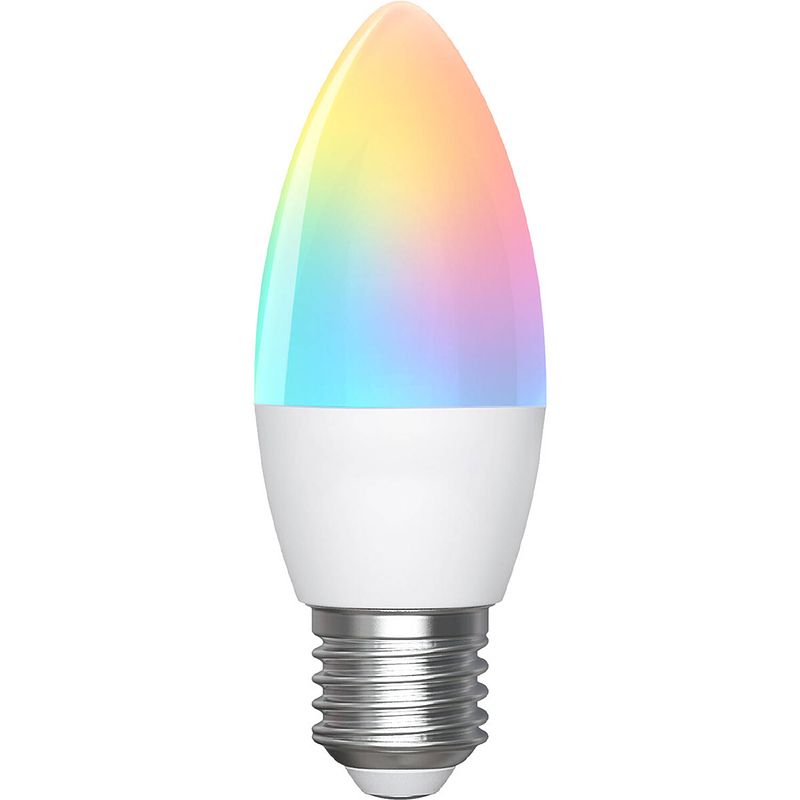 Foto van Led lamp - smart led - aigi loney - bulb c37 - 6.5w - e27 fitting - slimme led - wifi led - rgb + aanpasbare kleur - mat